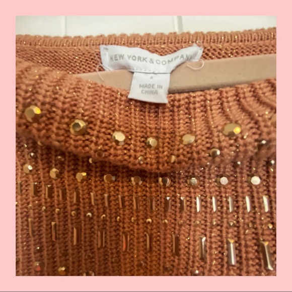 NY & Co pink off the shoulder bling sweater - Picture 3 of 5